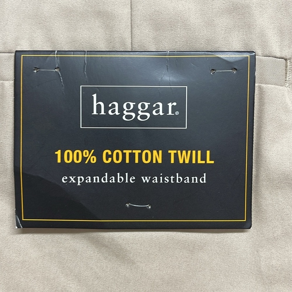 Haggar NWT Khaki Expandable Waistband Cotton Twill Shorts Size 38 - Picture 4 of 6